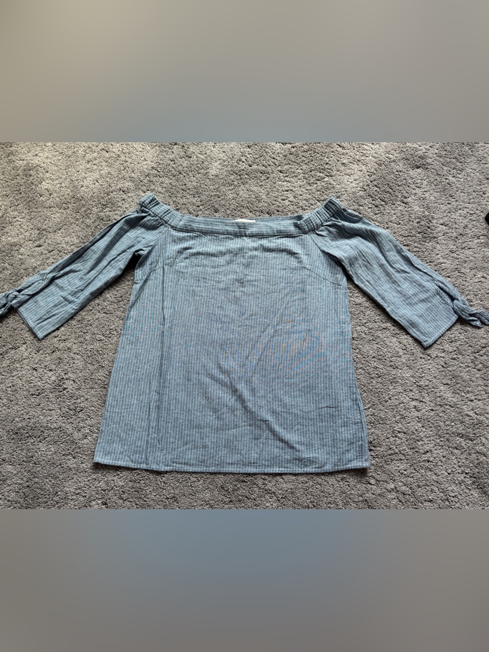 Farrow Off-Shoulder Ribbed Blouse - Light Blue